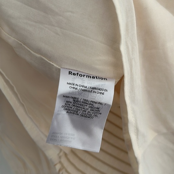 Reformation Amalie Tiered Square Neck Long Sleeve Top Embroidered Ivory | size 2 - Picture 8 of 12